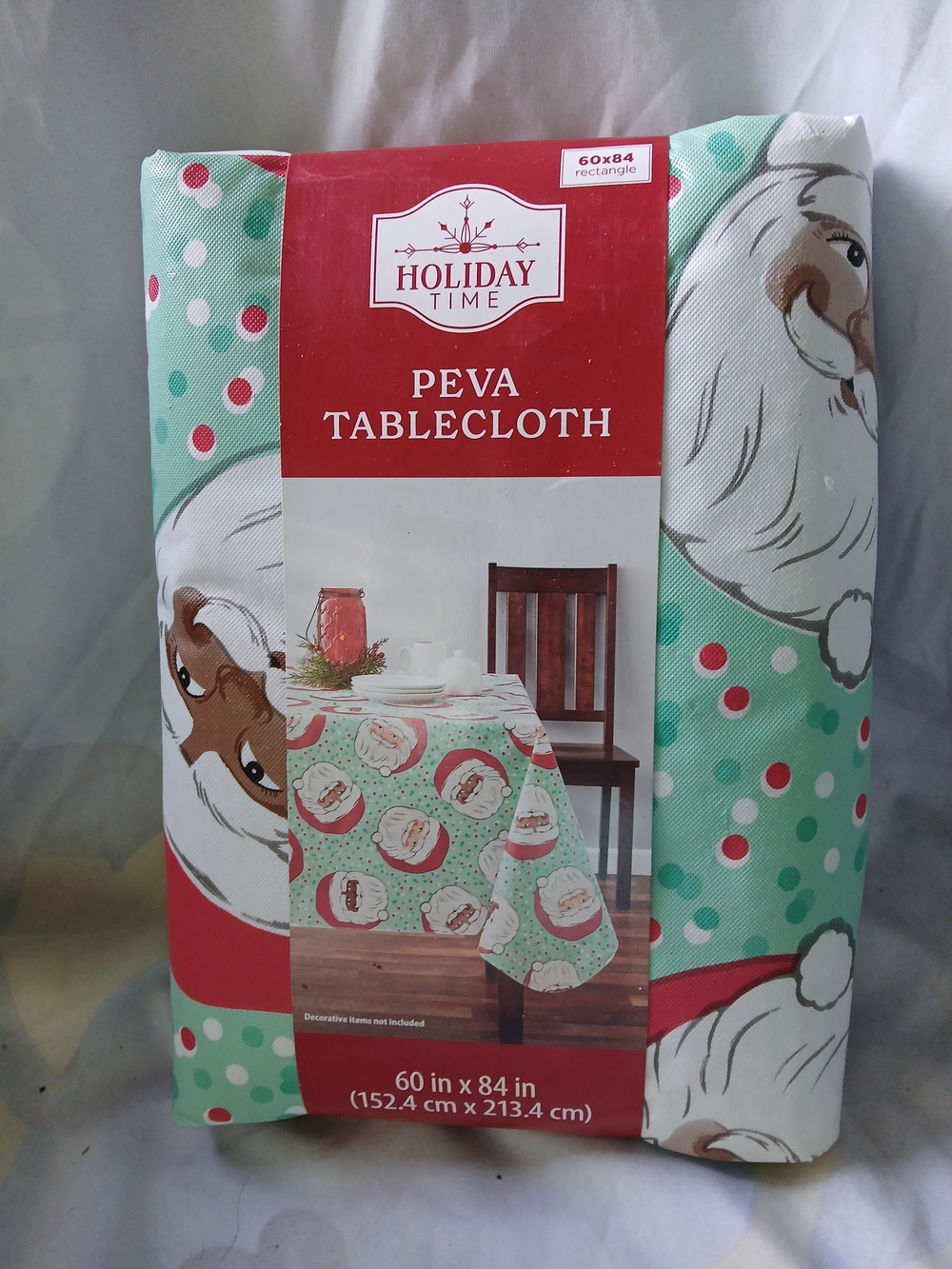 Holiday Time Red and White PEVA Tablecloth